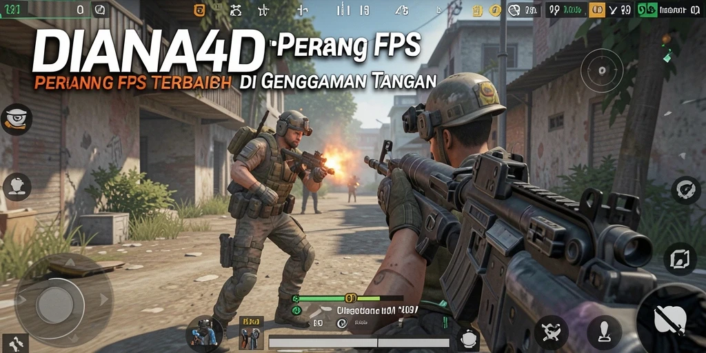 Screenshot DIANA4D menunjukkan aksi pertempuran yang mendebarkan dalam gameplay FPS.