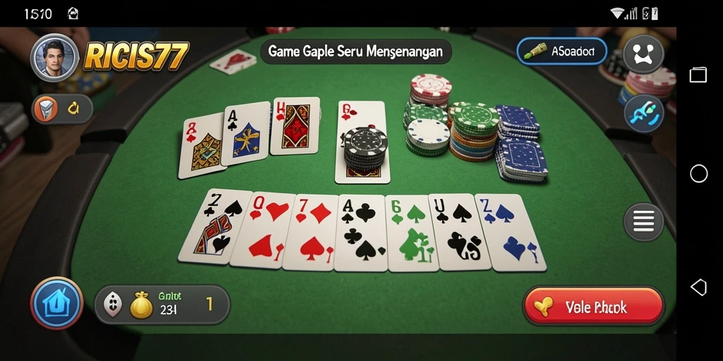Tampilan screenshot game Gaple RICIS77 yang seru dan interaktif.