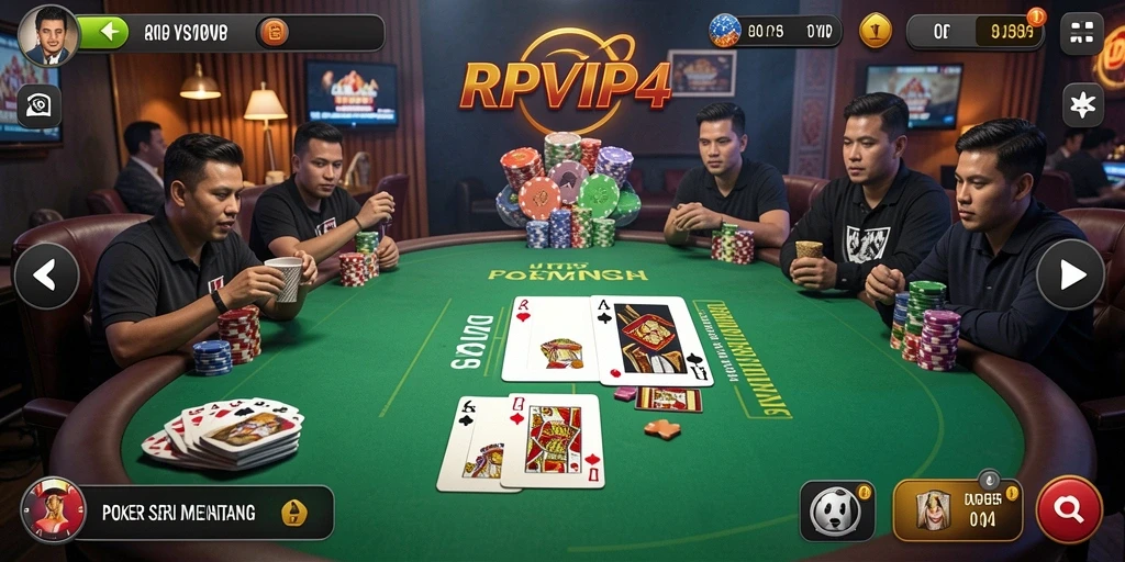 Screenshot gameplay RPVIP4 yang menampilkan aksi poker seru.