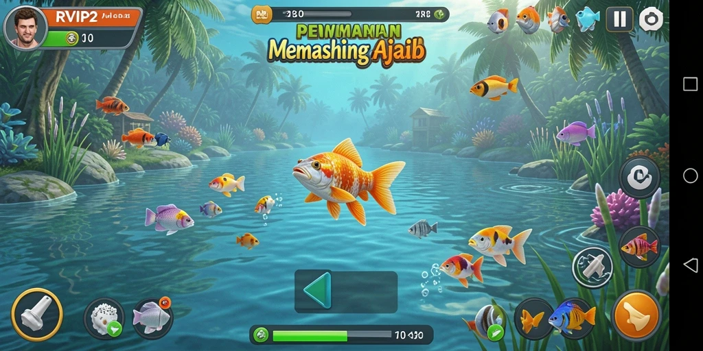 Gameplay RVIP2 yang menampilkan aksi memancing seru.